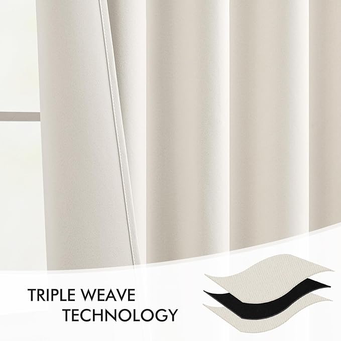 MIULEE Ivory Back Tab Blackout Curtains 72 Inches Long 2 Panels Set - Image 7