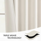 MIULEE Ivory Back Tab Blackout Curtains 102 Inch Long 2 Panels Set - Image 7