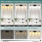 Ascher Bathroom Light Fixtures, 4-Light Vanity Light Over Mirror, Matte Black - Image 9