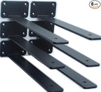 6 Pack - 11 inch Black Hidden L Shelf Bracket Iron Floating Shelf Brackets by MHMYDZ
