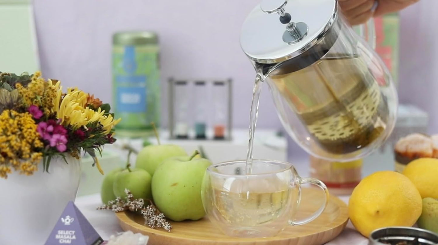 Teabloom Stay-Hot Glass French Press – Insulated 27-Ounce (800 mL) Loose Tea Steeper and Coffee Maker – Connoisseur's Choice