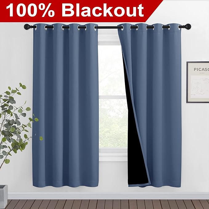 NICETOWN Full Shade Curtain Panels 72 inches Long, Pair of Energy Smart & Noise - Image 2