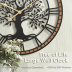 Micasso Vintage Large Wall Clock: 30Inch FarmhouseTree of Life Metal - Image 8