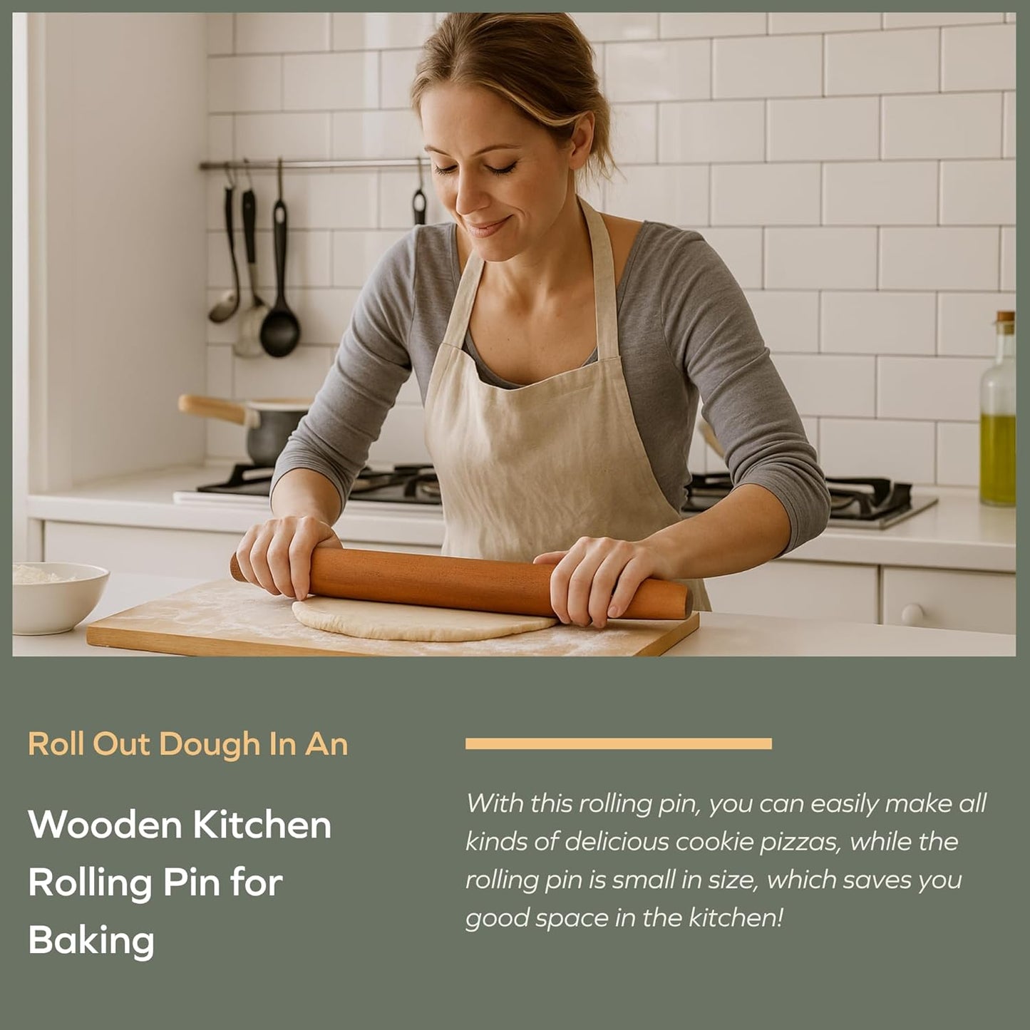 Muso Wood Sapele Wooden French Rolling Pin for Baking, Tapered Roller for Fondant, Pie Crust, Cookie, Pastry (French 17.5inch)