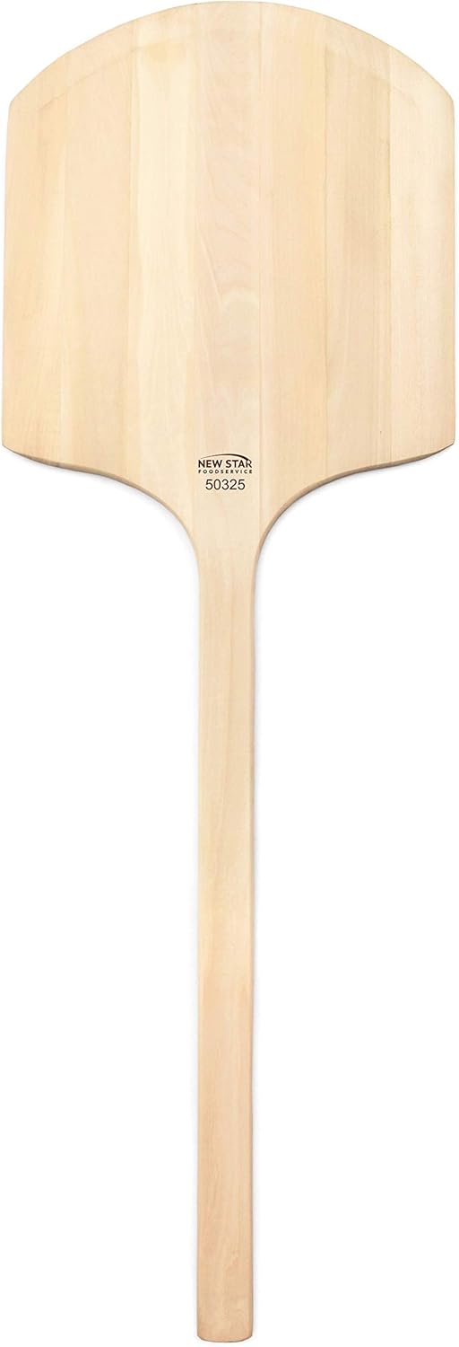 New Star Foodservice 50325 Restaurant-Grade Wooden Pizza Peel, 16" L x 14" W Plate, with 26" L Wooden Handle, 42" Overall Length