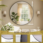 XRAMFY 42 Inch Round Black Metal Wall Mirror - Image 4
