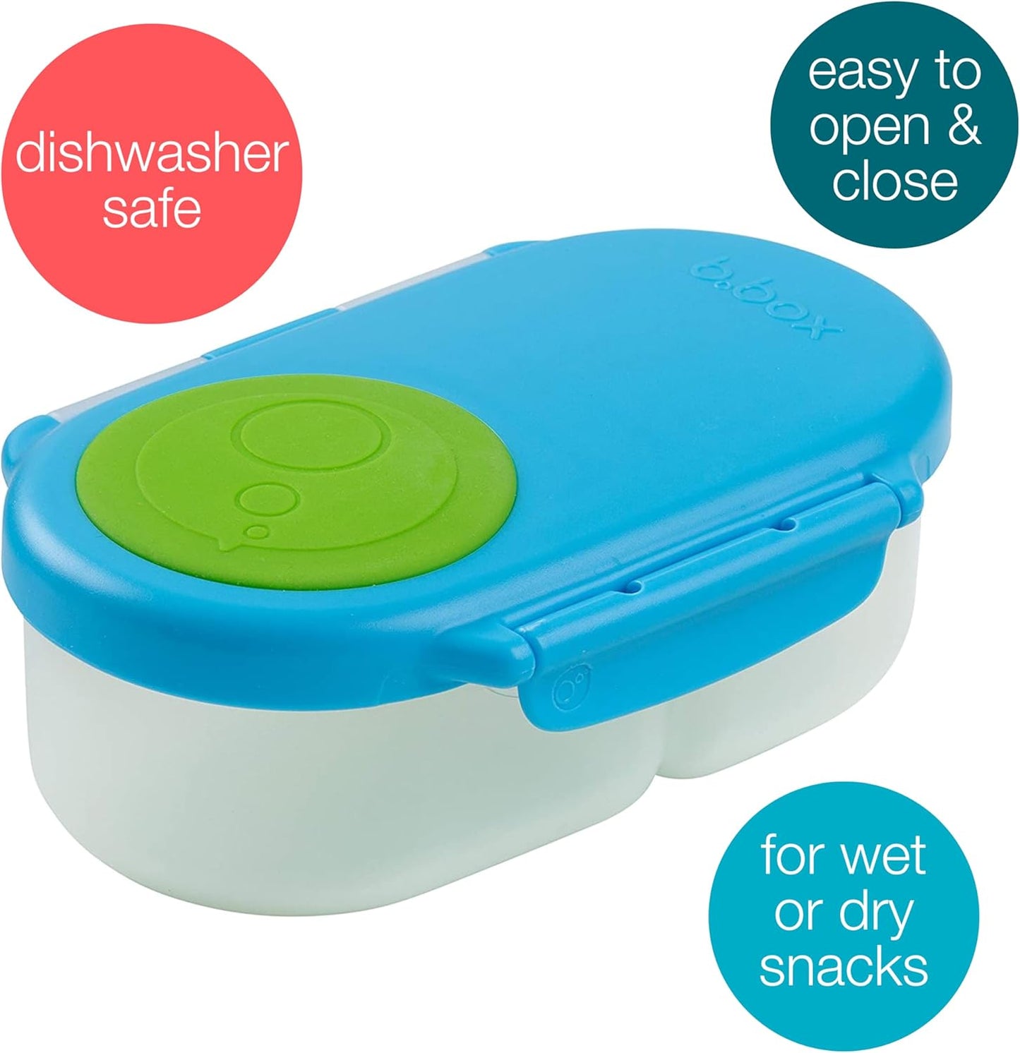b.box Snackbox | Mini Bento Lunch Box with 2 Leakproof Compartments | Ideal for Toddlers, Kids Lunch & Snacks | Fits Whole Piece of Fruit | BPA Free - Ocean Breeze