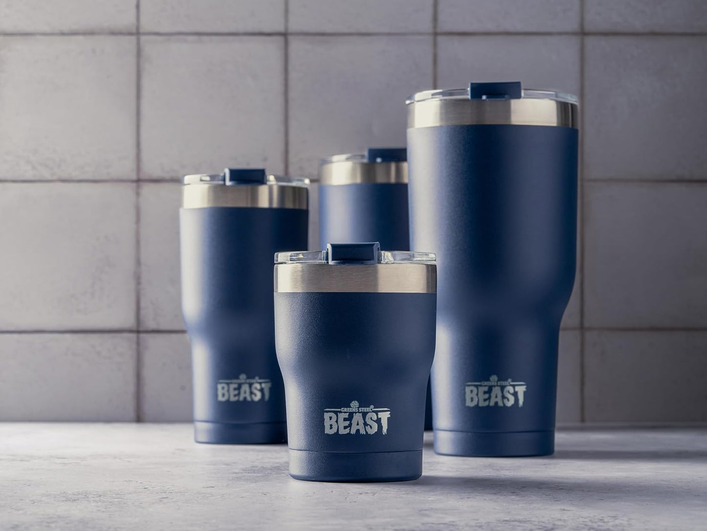 Beast 40 oz Tumbler Stainless Steel Vacuum Insulated Coffee Ice Cup Double Wall Travel Flask (Navy Blue)