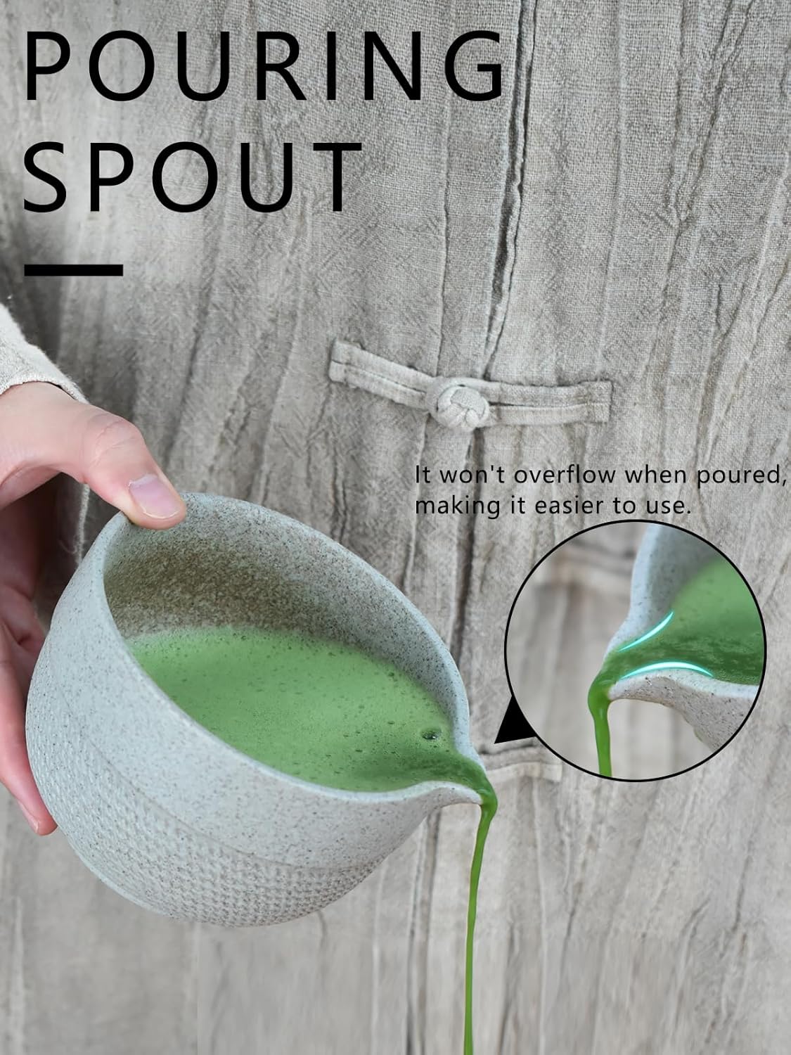 Artcome Minimalist Matcha Tea Set – 4-Piece Japanese Matcha Kit with Matte Speckled Ceramic Bowl & Spout, Bamboo Whisk, Holder, Scoop & Manual – Zen-Inspired Wabi-Sabi Tea Ceremony Gift Set