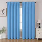CUCRAF Light Blue Blackout Curtains 90 inch Length 2 Panels Set, Rod Pocket by CUCRAF
