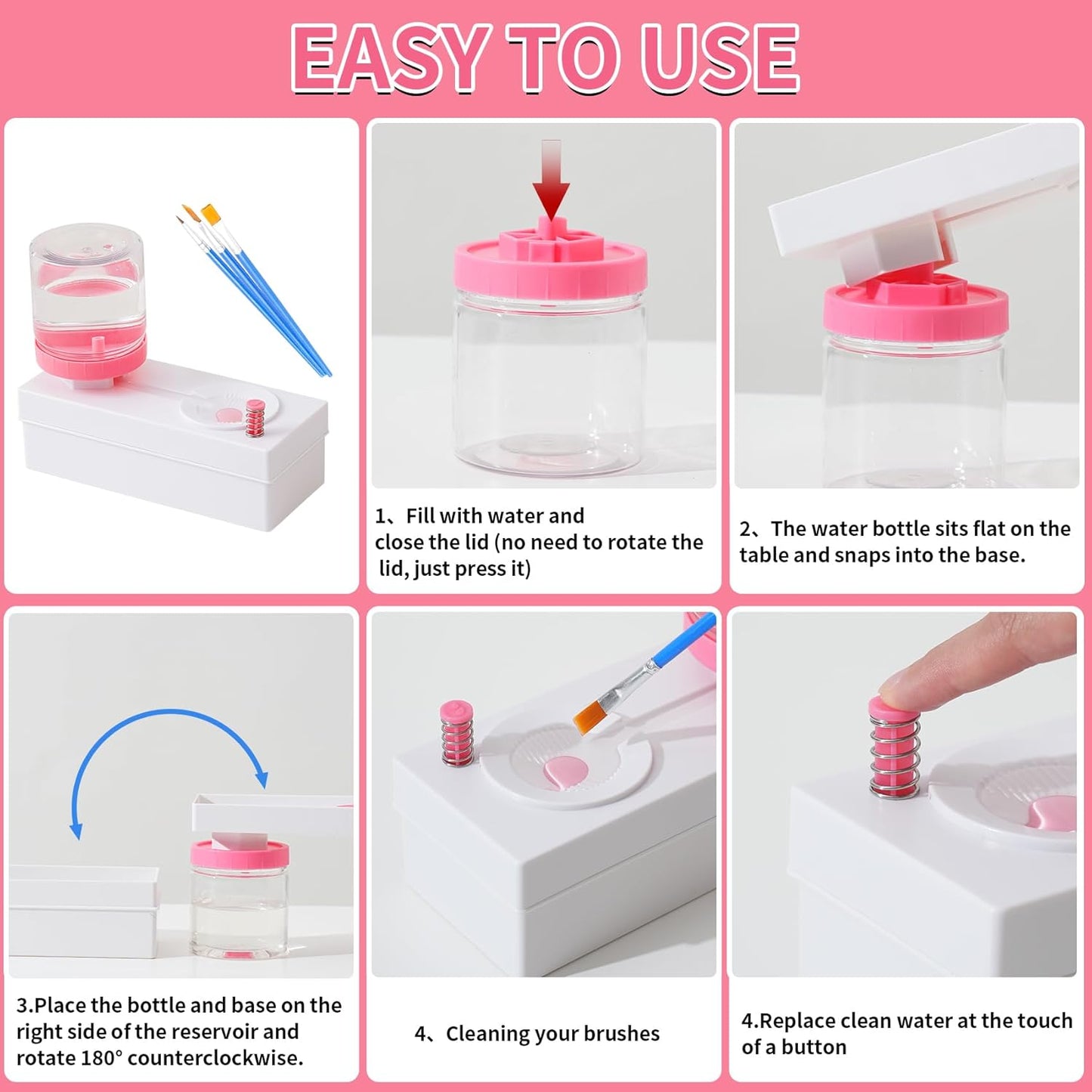 Brush Rinser Paint Brush Cleaner Tool with Drain Dispenser Water Recycling Rinse Automatic Art Supplies Watercolor Paintbrush Cleaner for Acrylic, Oil and Water-Based Paints Gift for Kids Artist