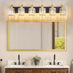Modern Bathroom Vanity Light 6-Lights Black Gold Crystal Wall Light Fixture - Image 2