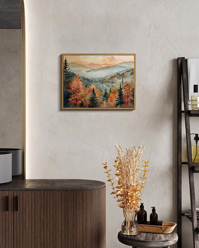 InSimSea Framed Canvas Wall Art Vintage Decor, Fall Pictures Home Bathroom Wall - Image 2