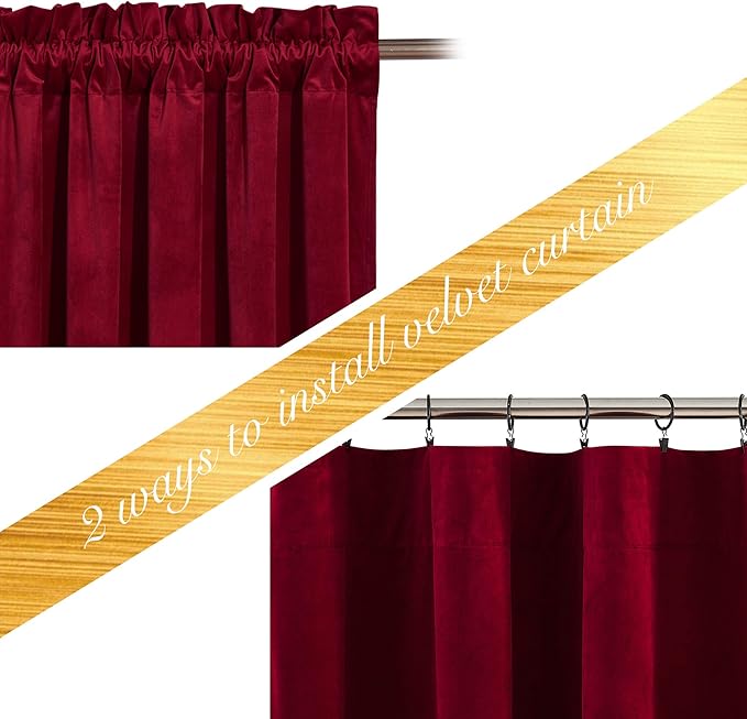 NICETOWN Christmas Red Velvet Curtains and Drapes - Image 2