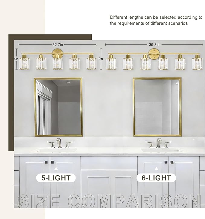 Crystal Bathroom Light Fixtures, Bathroom Lighting Fixtures Over Mirror - Image 3