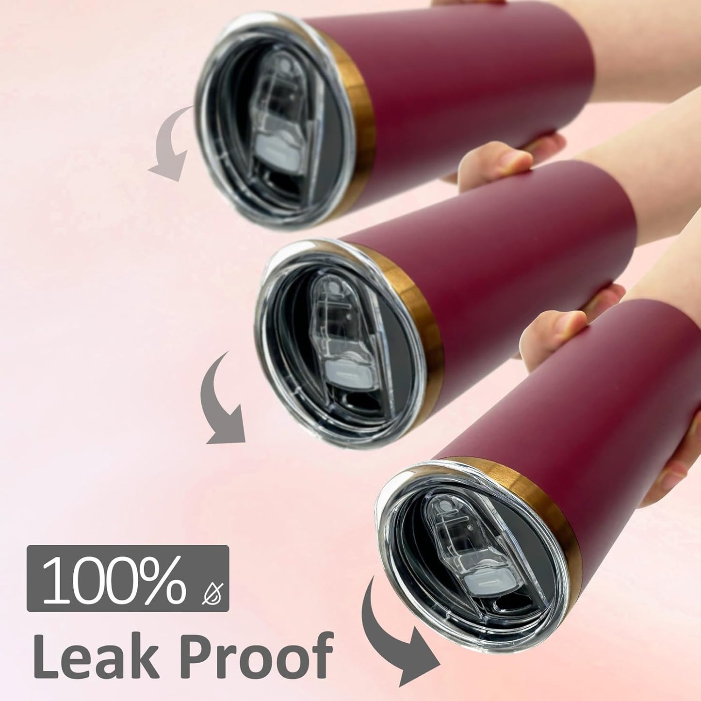 20 oz Skinny Tumblers Bulk 8 Pack, Stainless Steel Insulated Tumbler with Lids and Straws, Slim Double Wall Powder Coated Travel Coffee Mugs Reusable Cup for Hot Cold Drinks (Red,8 pack)