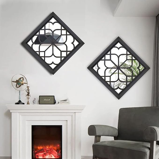 Wocred 2 PCS Square Wall Mirror, Gorgeous Rustic Farmhouse Accent Mirror - Image 4