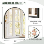 Arched Wall Mirror 30x20 Inch Black Bathroom Vanity Mirror - Image 3