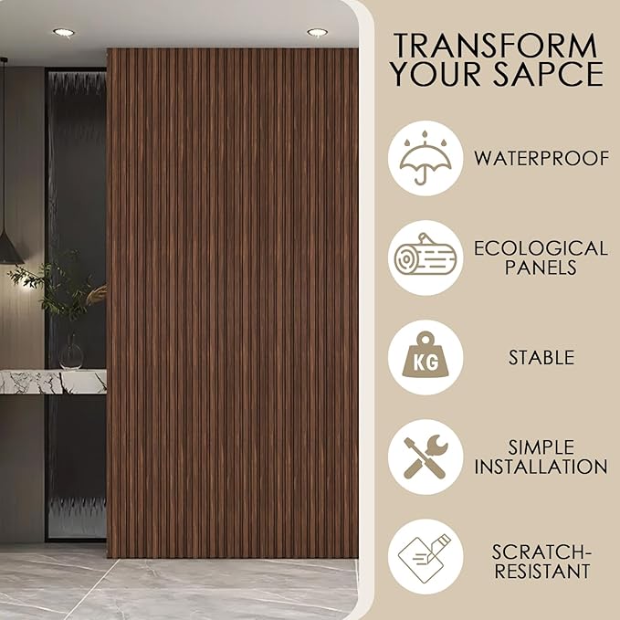 8-Pack 3D Slat Wall Panels — Soundproof Faux Wood Wall Panels - Image 4