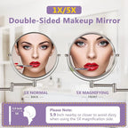 Wall Mounted Makeup Mirror, 1X/5X Magnifying Mirror Double Sided, 8 Inch - Image 2