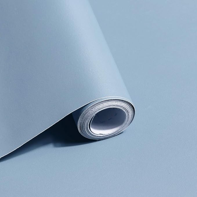 Safiyya Blue Peel and Stick Wallpaper 984.2"x17.7" Grey Blue Contact Paper by SAFIYYA