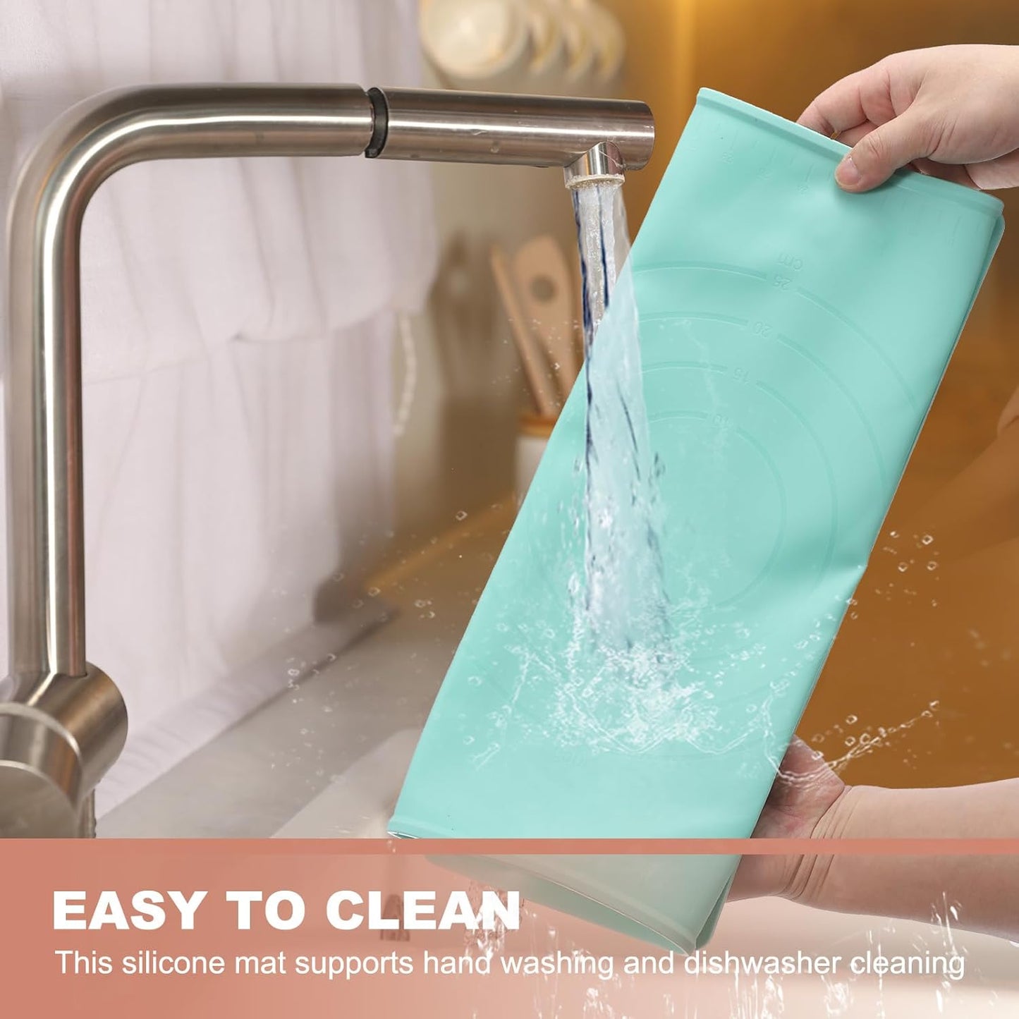 uxcell Silicone Pastry Mat, 19.7" x 15.8" Silicone Baking Mat with Measurements, Non-Stick Dough Rolling Mat for Making Pastry Cookies Bread Pizza Pink