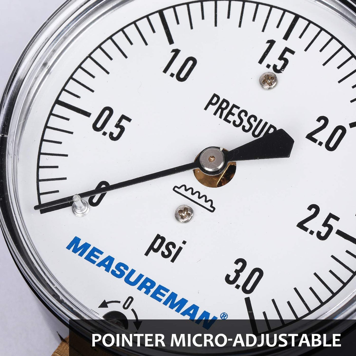 MEASUREMAN Diaphragm Type Capsule Low Pressure Gauge 3psi, 2-1/2" Dial, 1/4" NPT Lower Mount, Adjustable, 0-3Psi