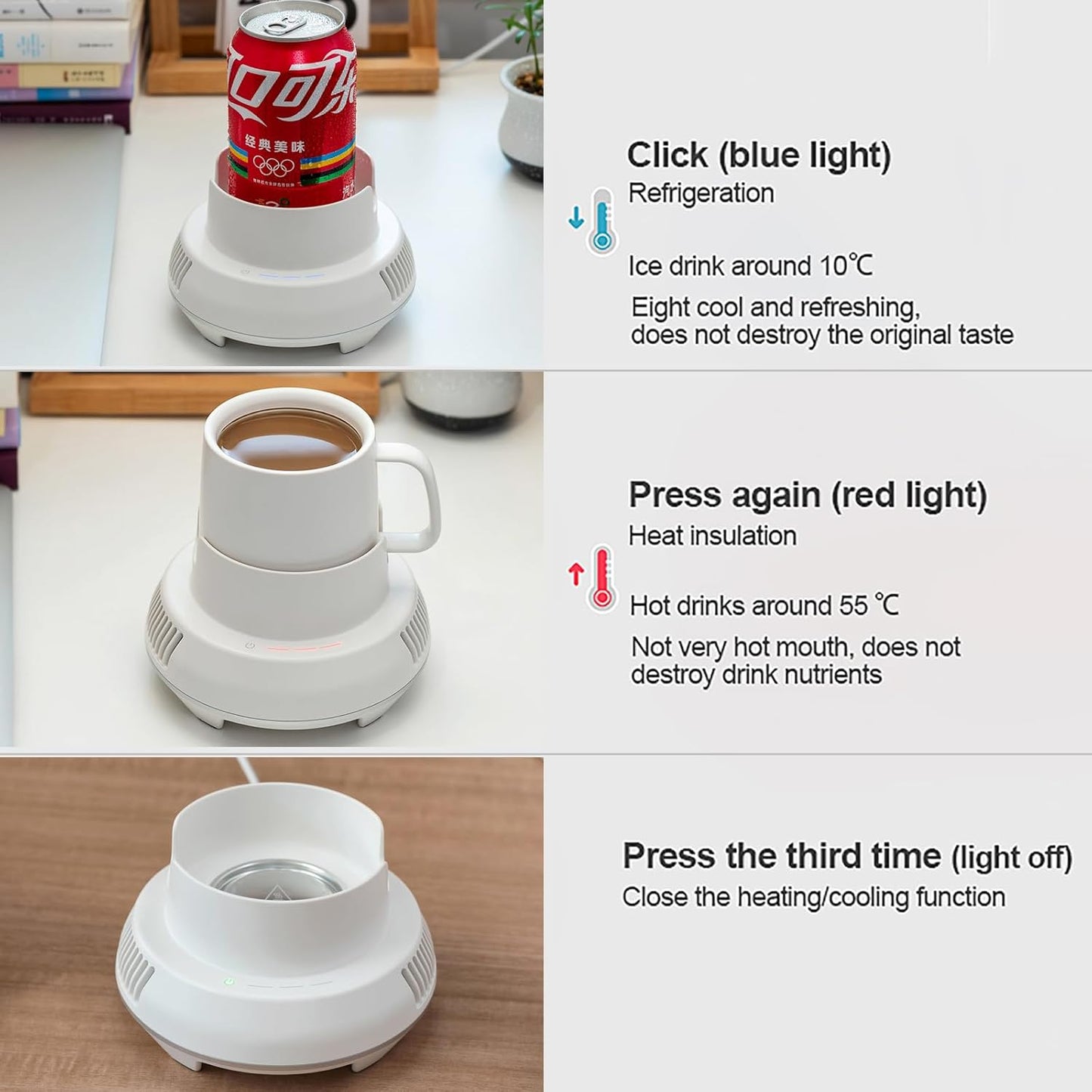 Coffee Warmer, Cup Cooler and Warmer for Desktop, Smart Beverage and Drink Cooling 2 -in-1