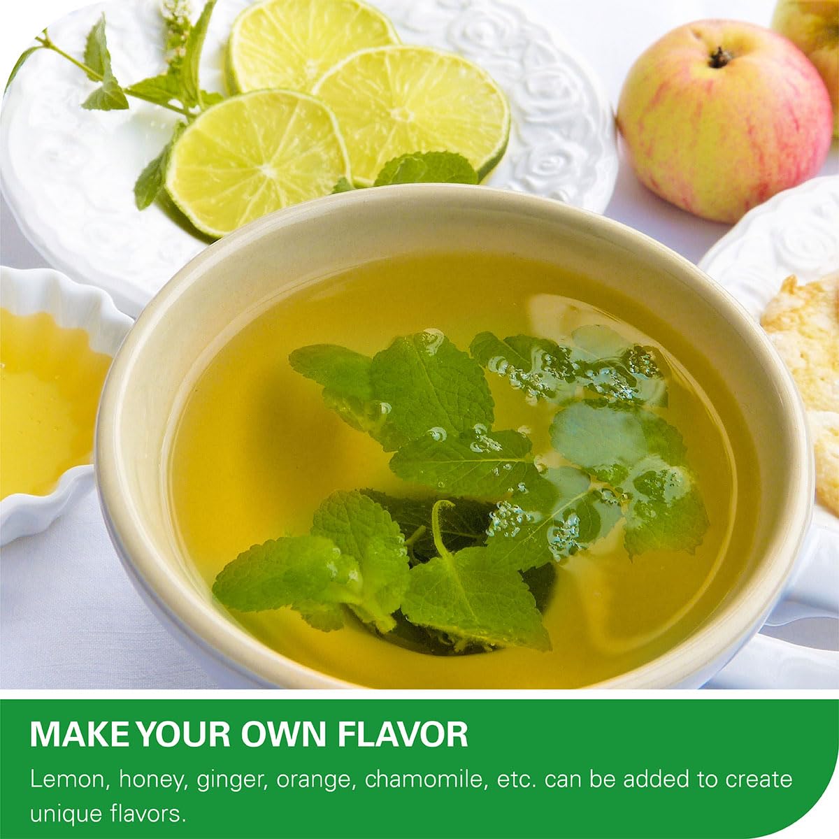 WT WEETEE Mint Green Tea Bags, 100 Count, Perfect blend of Green Tea, Peppermint, Spearmint, Lemongrass, Lemon Balm, Low Caffeine Mint Medley Herbal Tea