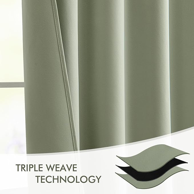 MIULEE Back Tab Sage Green Curtains 90 Inch Long 2 Panels Set - Image 7