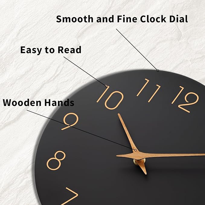Mosewa Large Wall Clock 18 Inch Black Battery Operated Silent Non Ticking - Image 9