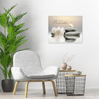 EOBTAIN Zen Flower Canvas Wall Art Bathroom Butterfly and Water Lily Stone - Image 5