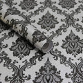 17.7" x 197" Peel and Stick Wallpaper Black Vintage Wallpaper Damask Contact by Micpolo