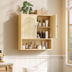 VINGLI Rattan Bathroom Wall Cabinet, Boho Medicine Cabinet - Image 4