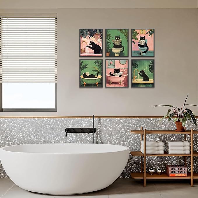 KBKBART Funny Cat Bathroom Wall Art Prints Poster, 8x10 inches - Image 7