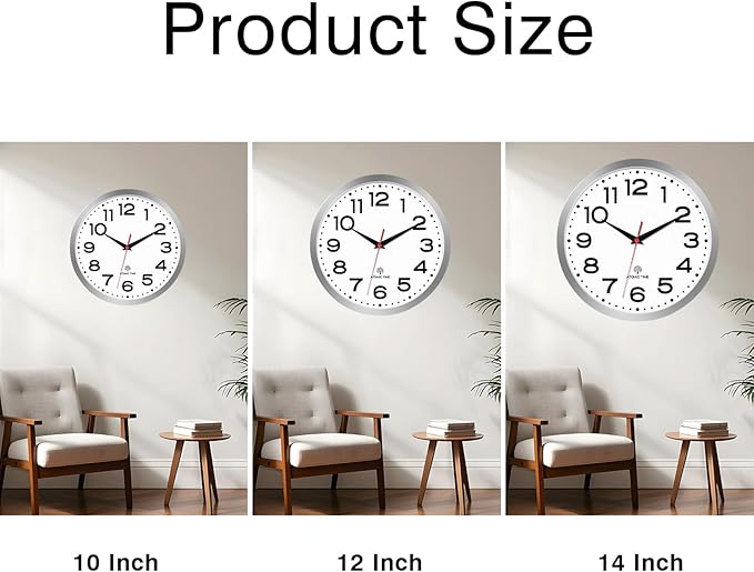 Roymnie Atomic Wall Clock 14 Inch, Modern Clock Battery Operated Classic Analog - Image 8