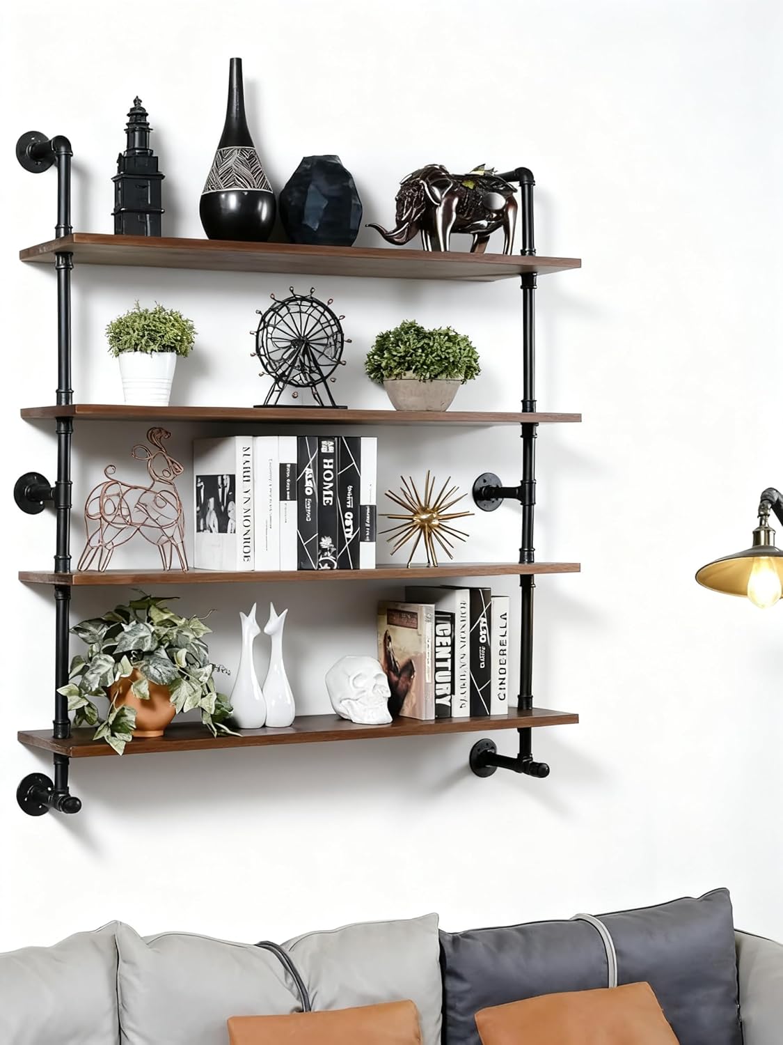 Floating Shelves for Wall,Solid Wood Shelves Industrial Pipe Shelving 36inch for Wall Decor,Kitchen,Living Room