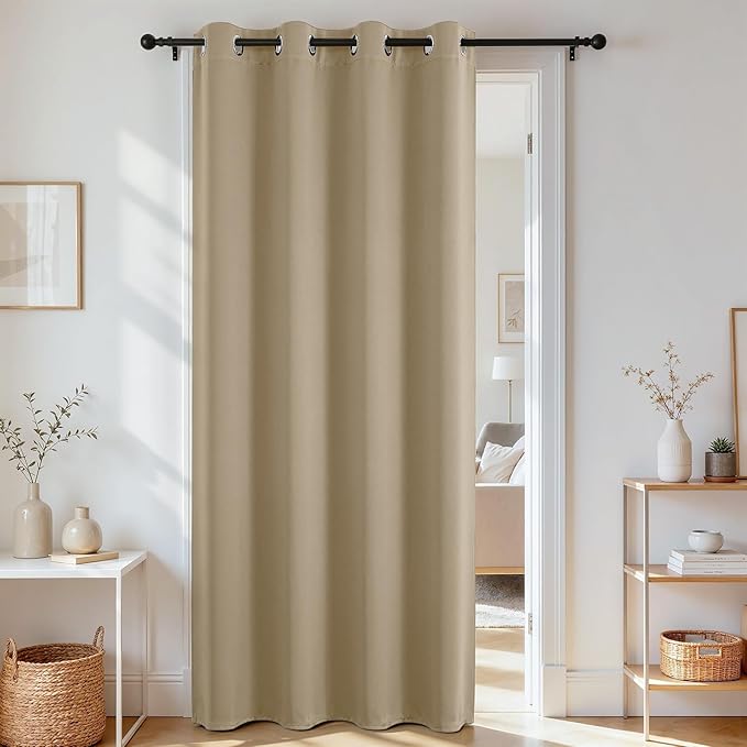 Joydeco Blackout Door Curtain for Doorway Privacy 108 Inches Long, Grommet by JOYDECO