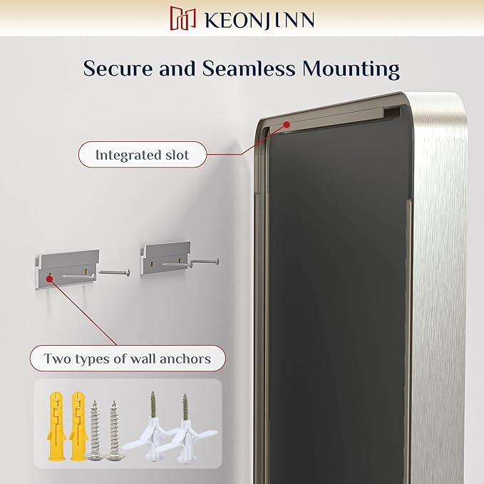 Keonjinn 55 x 30 Brushed Nickel Bathroom Vanity Mirror, Large Rounded Rectangle - Image 5