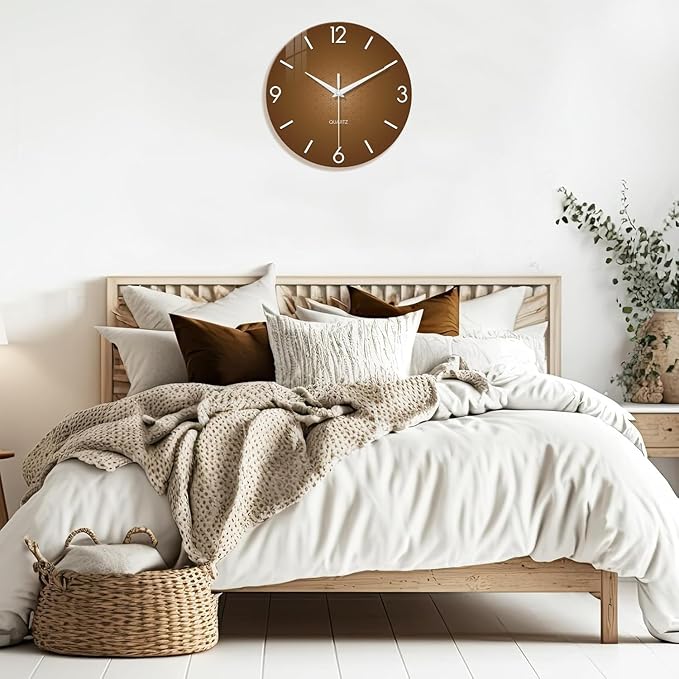 XFM Modern Wall Clock for Living Room Decor 20 Inch Large Brown Analog Wall - Image 3