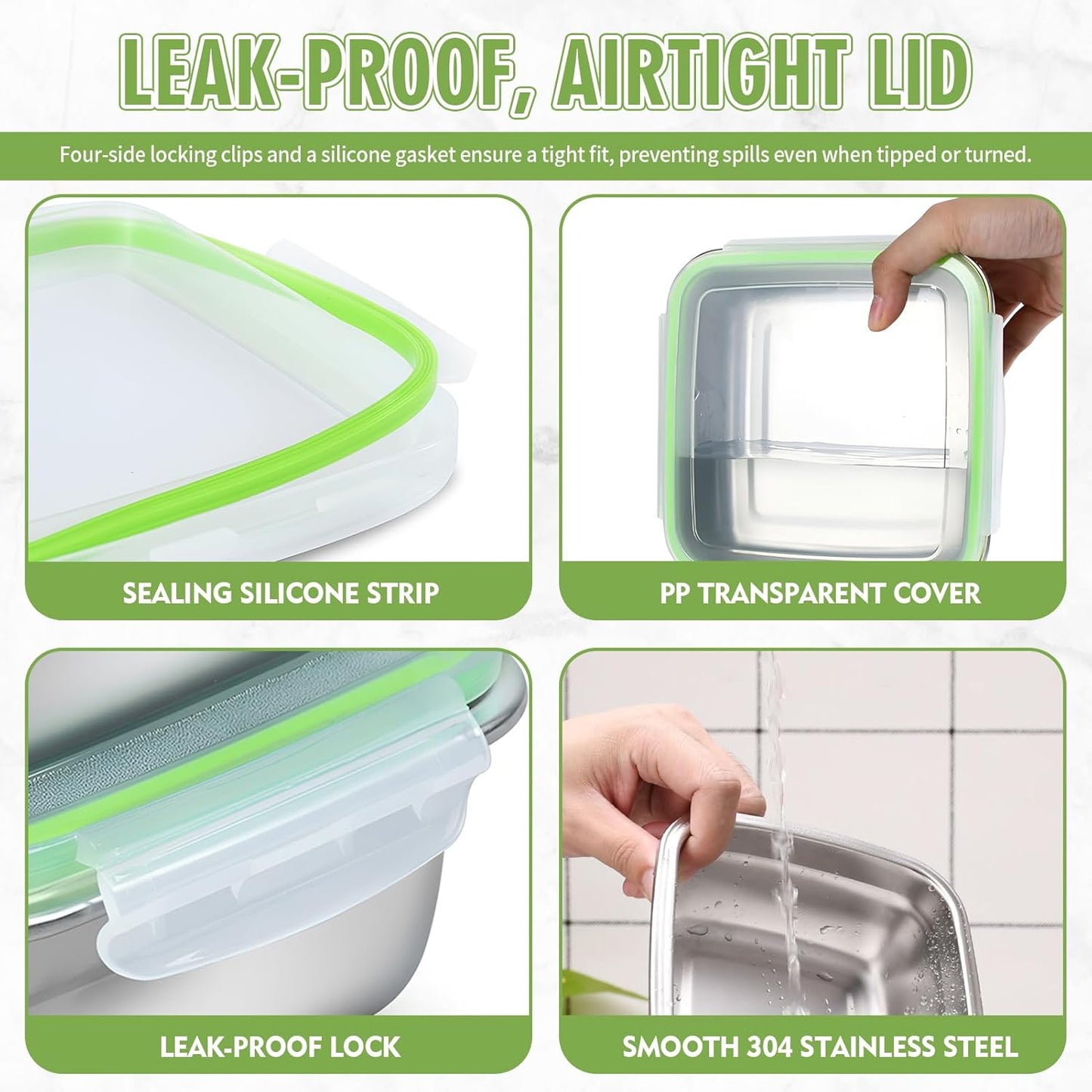 2 Pack Sandwich Containers, 24oz Stainless Steel Sandwich Box with Airtight Lids, Reusable Metal Meal Prep Lunch Boxes, BPA-Free, Dishwasher Safe, Food Storage Containers for Families (Black)