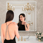 LOAAO 30x30 Inch White Metal Framed Bathroom Mirror - Image 2