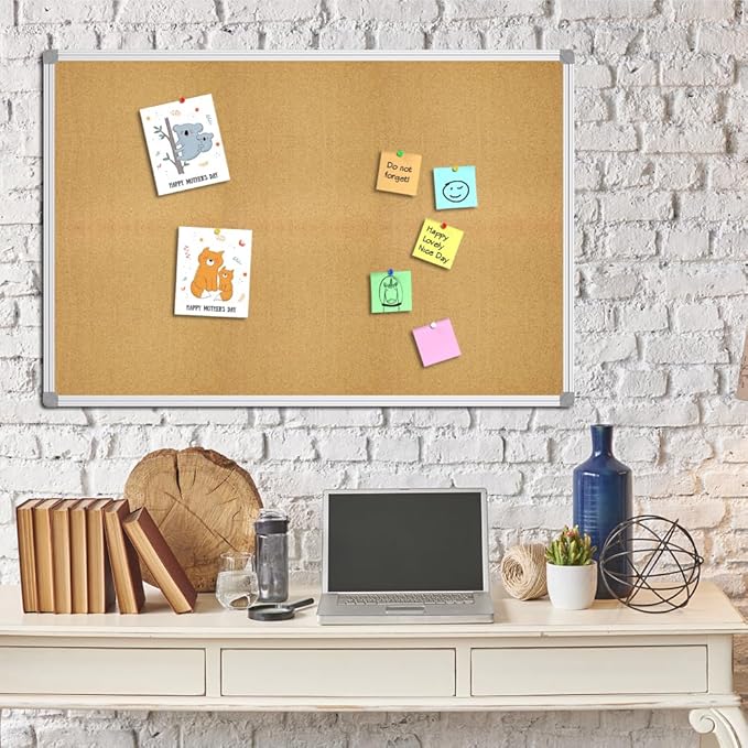 Lockways Cork Board Bulletin Board, Double Sided Corkboard 36" x 24", - Image 4