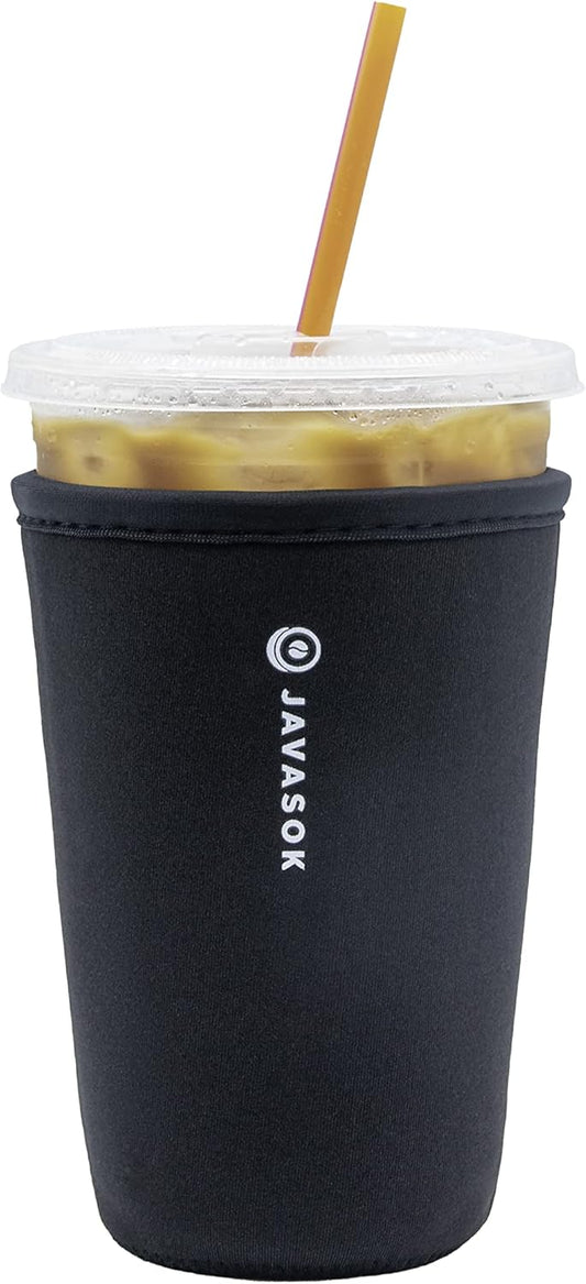 Sok It JavaSok Iced Coffee & Cold Soda Insulated Neoprene Cup Sleeve (Black, Medium: 22-28oz)