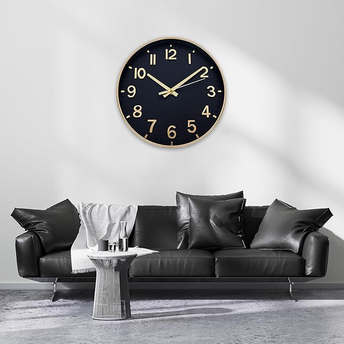 HZDHCLH Wall Clocks Battery Operated, Wall Clock Black Gold, 12 inch Wall Clock - Image 8