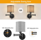GOODATE Dimmable Plug in Wall Sconces, Swing Arm Wall Lamp, Wall Sconces Set of - Image 7