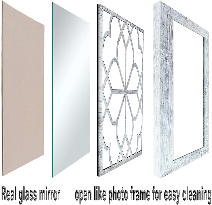 Wocred Set of 4 Mirrors Square Wall Mirror, Gorgeous Rustic Farmhouse Accent - Image 2