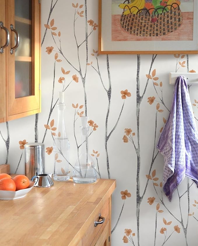 Timeet Boho Peel and Stick Wallpaper Floral Wall Paper Tree Contact Paper White - Image 2