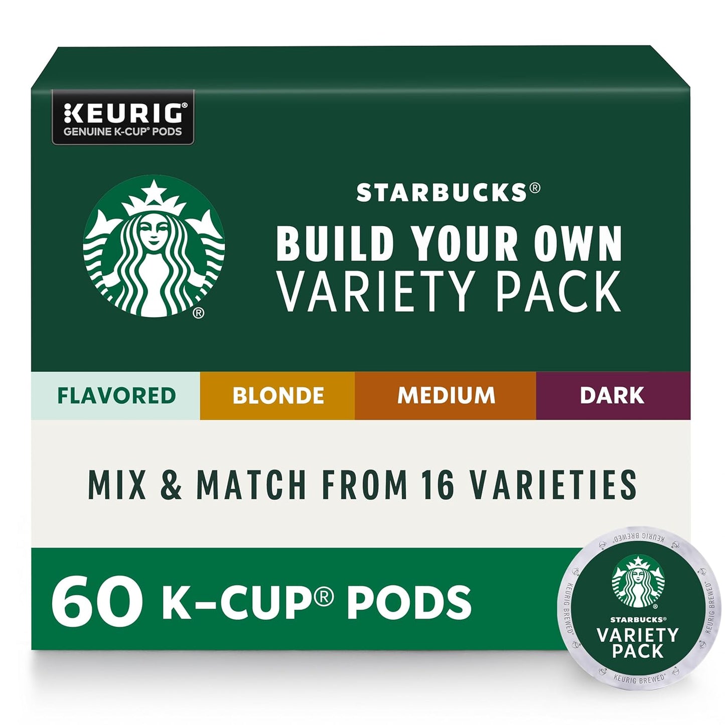 Starbucks Coffee, Keurig K-Cup Pods, Custom Build Your Own Variety Pack, 60 Pods