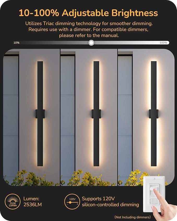 EDISHINE 47.2" LED Outdoor Wall Lights, 3CCT & 10%-100% Dimmable, IP65 - Image 5